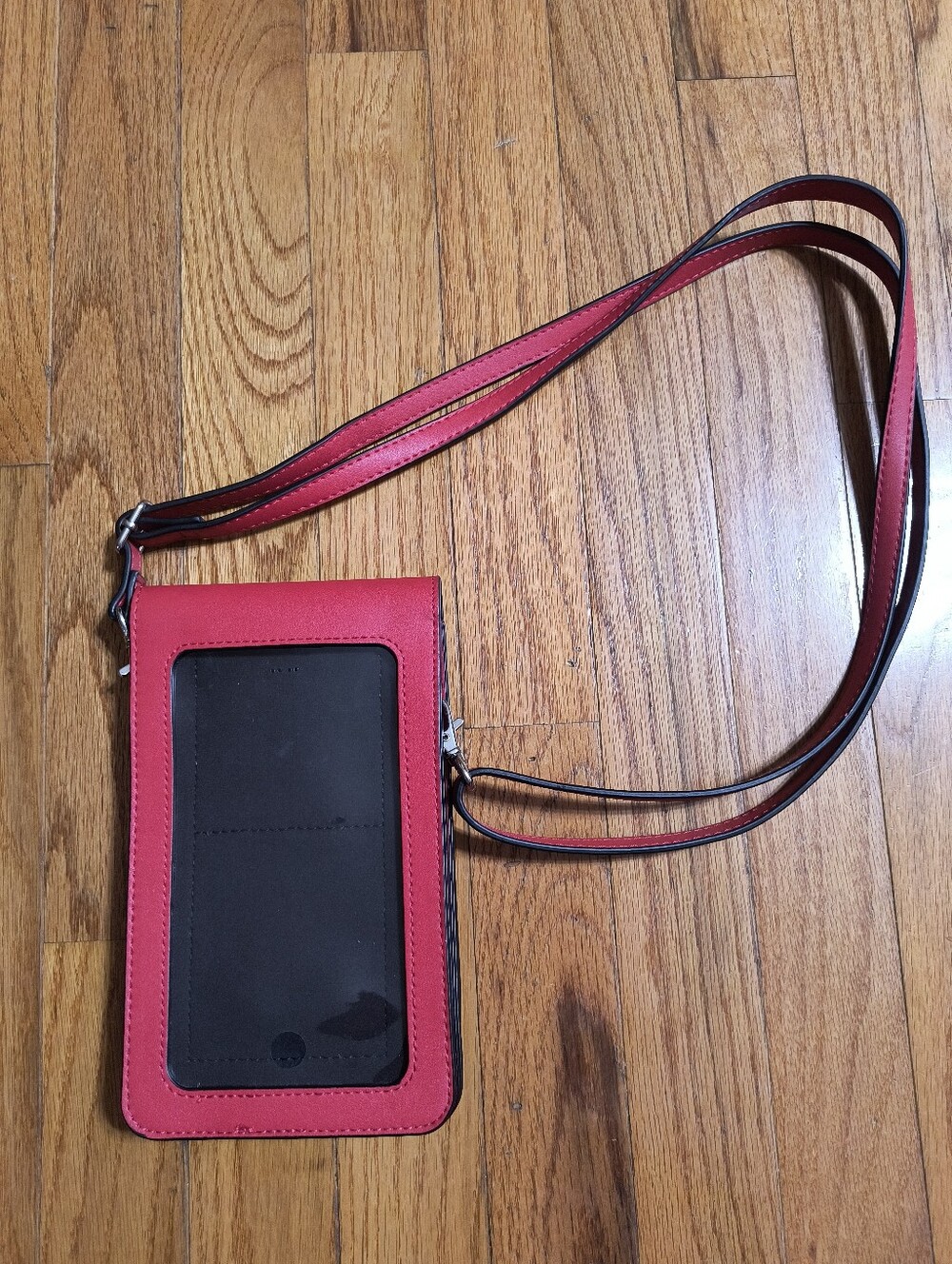 Red crossbody phone carrying case and wallet mini purse